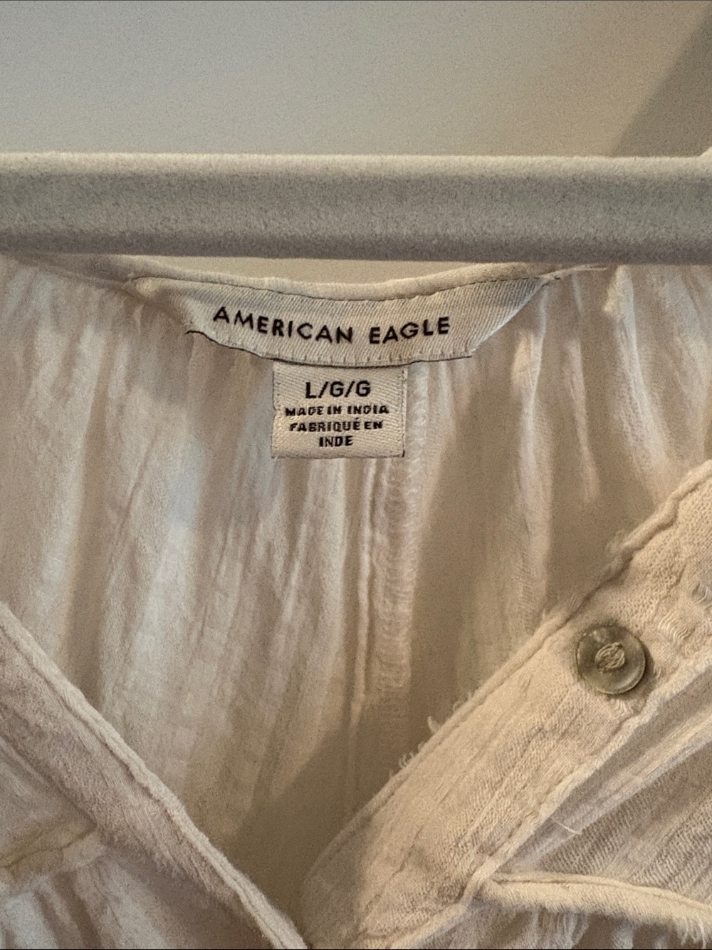 American Eagle Outfitters Boho Button-Front Peasant Blouse - Cream - Picture 2 of 4